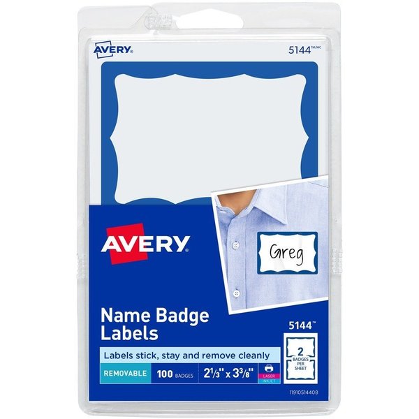 Avery Badge, Adhesive, Be Brdr, 100PK AVE5144